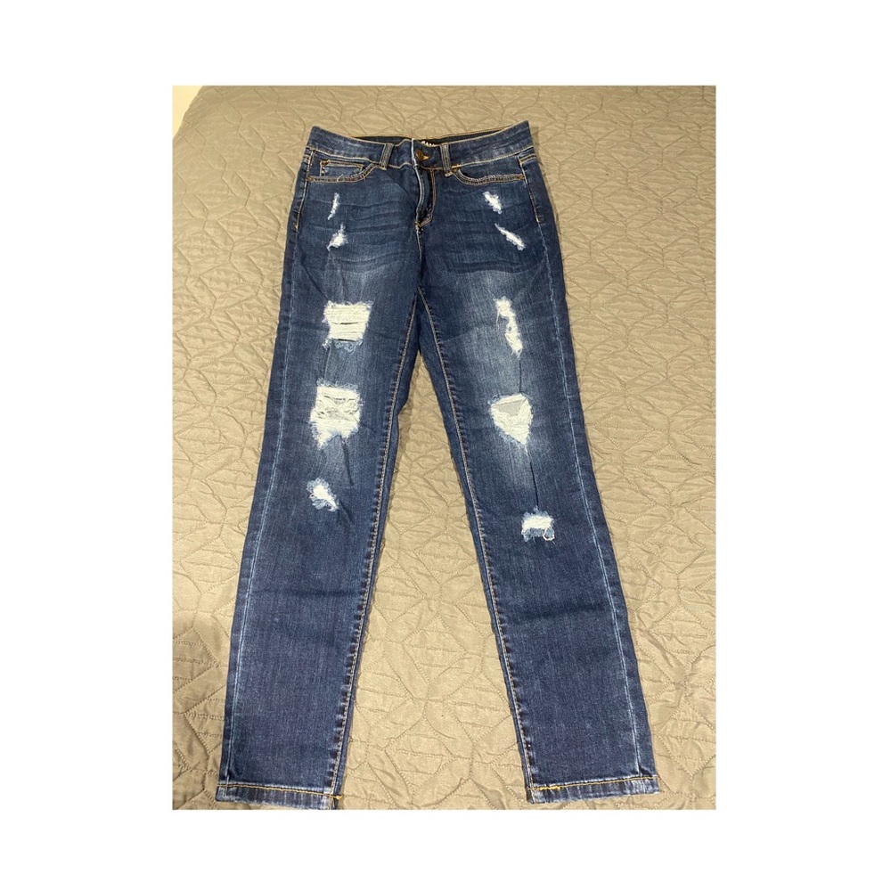 Dark wash high rise jeans